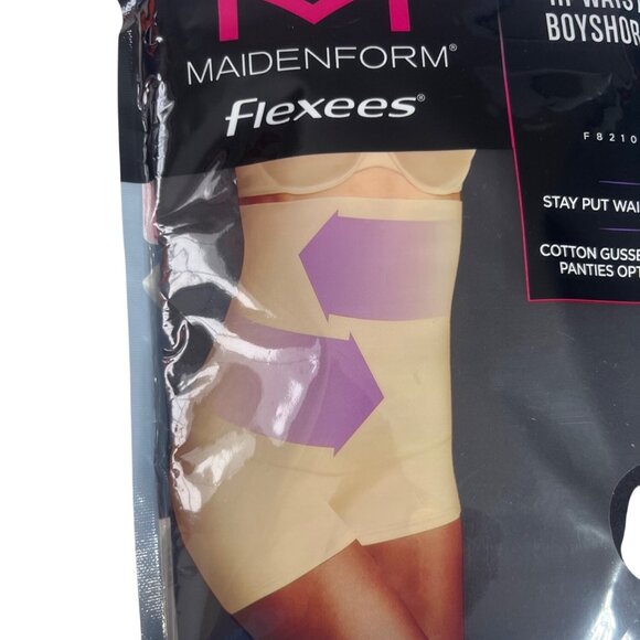 Maidenform Flexees Hi Waist Boyshort Shapewear 2XL New Firm Control Black - Picture 3 of 6